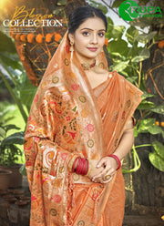 Adorable Orange Color Assam Silk Party Wear Saree with Meena Work Blouse
